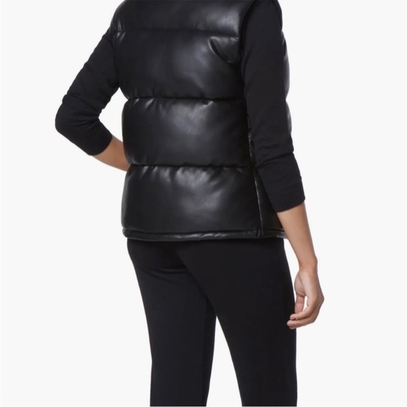 Marc New York Andrew Marc black Faux Leather Puffer Vest size Small - Picture 5 of 15